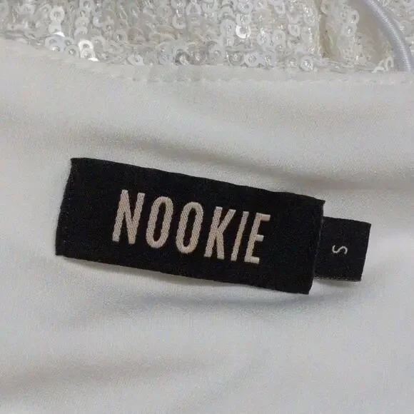 Nookie Supreme Mini White Sequins Bodycon Crisscross Straps Cutout S New - Picture 9 of 13